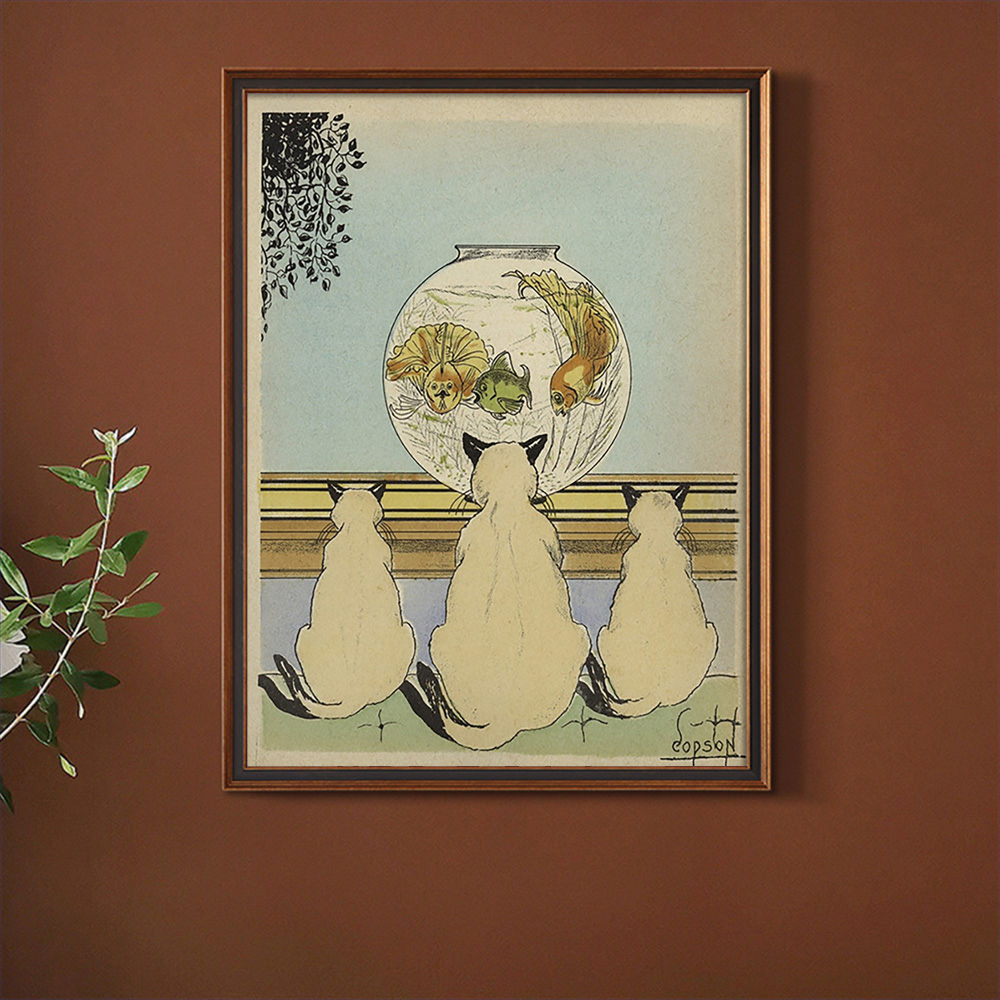 Three Cats Watching Fish In An - Fish In Aquarium Picture review and price